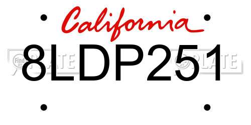8LDP251 California License Plate