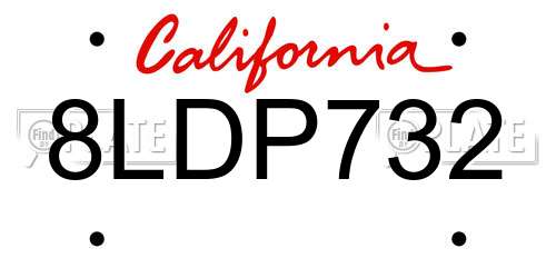8LDP732 California License Plate