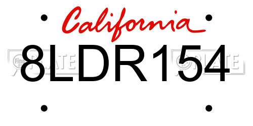 8LDR154 California License Plate
