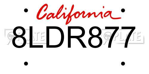 8LDR877 California License Plate