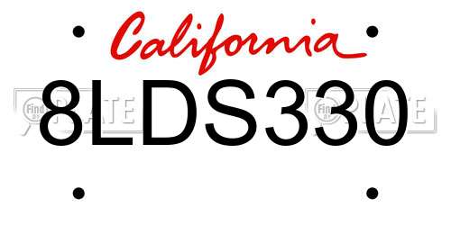 8LDS330 California License Plate