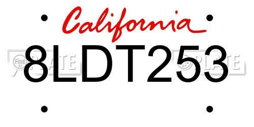8LDT253 California License Plate
