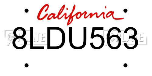 8LDU563 California License Plate