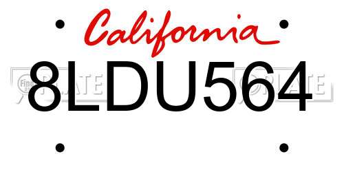 8LDU564 California License Plate