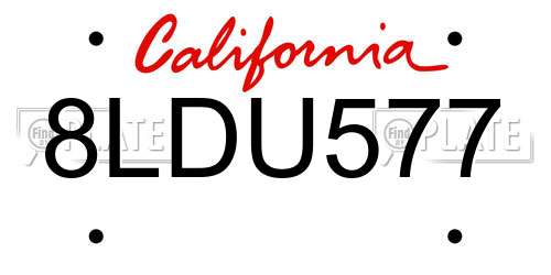 8LDU577 California License Plate