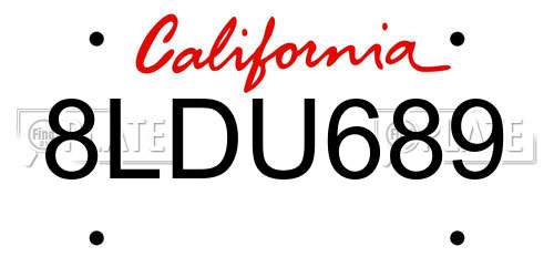8LDU689 California License Plate