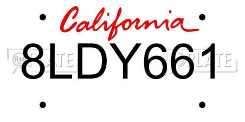 8LDY661 California License Plate