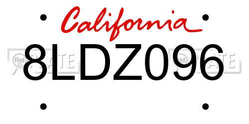 8LDZ096 California License Plate