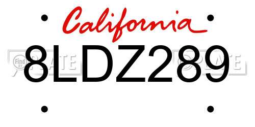 8LDZ289 California License Plate