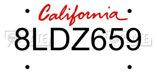 8LDZ659 California License Plate