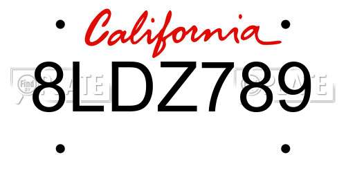 8LDZ789 California License Plate