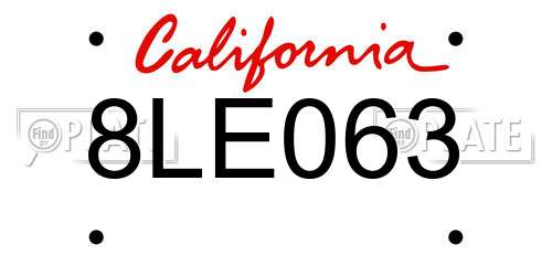 8LE063 California License Plate