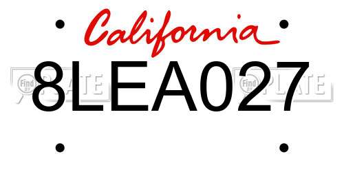 8LEA027 California License Plate