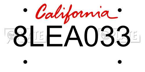 8LEA033 California License Plate