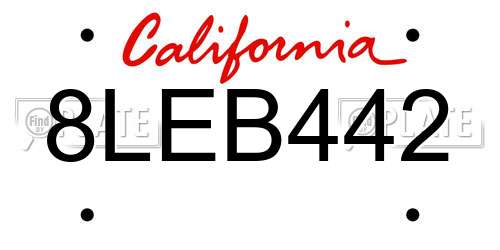 8LEB442 California License Plate