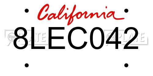 8LEC042 California License Plate