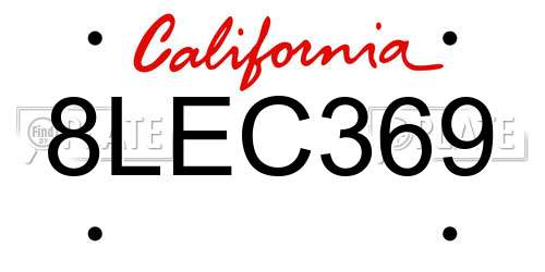 8LEC369 California License Plate