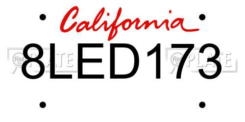 8LED173 California License Plate