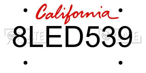8LED539 California License Plate