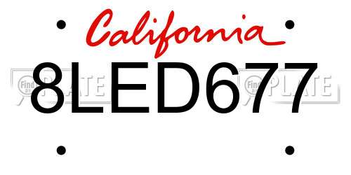 8LED677 California License Plate