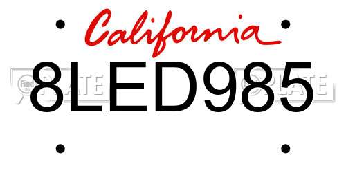 8LED985 California License Plate