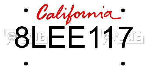 8LEE117 California License Plate