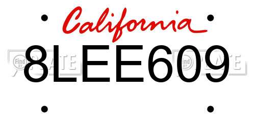 8LEE609 California License Plate