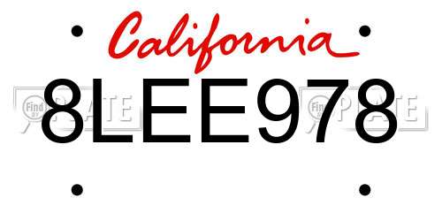 8LEE978 California License Plate