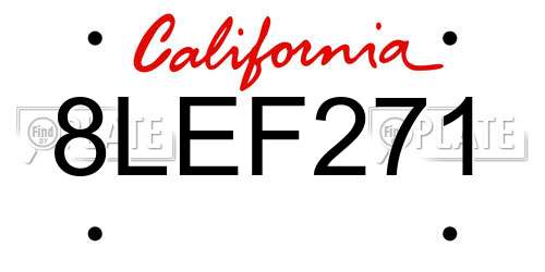 8LEF271 California License Plate