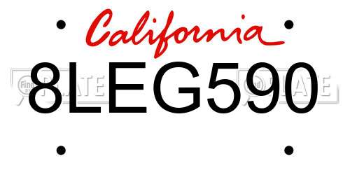 8LEG590 California License Plate