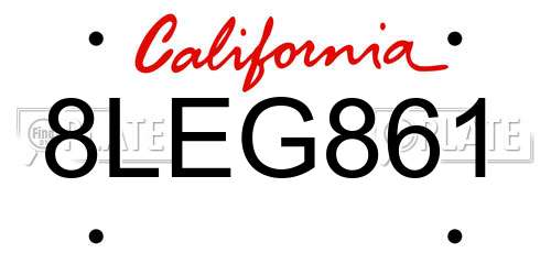 8LEG861 California License Plate