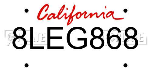 8LEG868 California License Plate