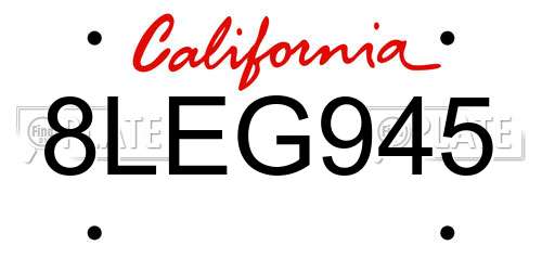 8LEG945 California License Plate
