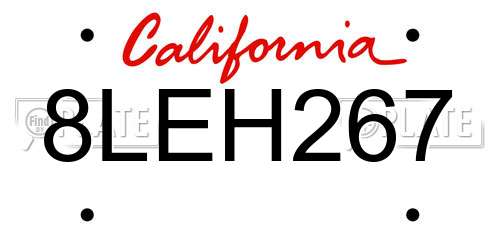 8LEH267 California License Plate