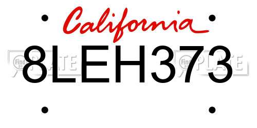 8LEH373 California License Plate
