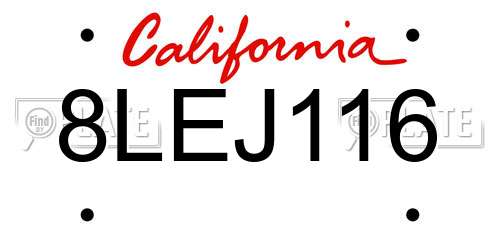 8LEJ116 California License Plate