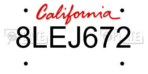 8LEJ672 California License Plate