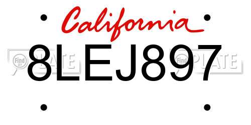8LEJ897 California License Plate