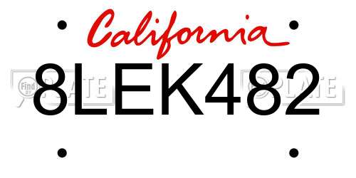 8LEK482 California License Plate