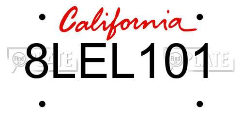 8LEL101 California License Plate