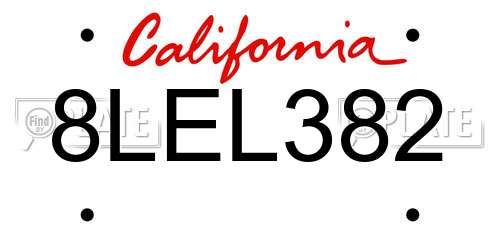 8LEL382 California License Plate