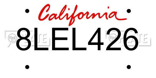 8LEL426 California License Plate