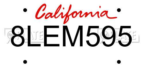 8LEM595 California License Plate
