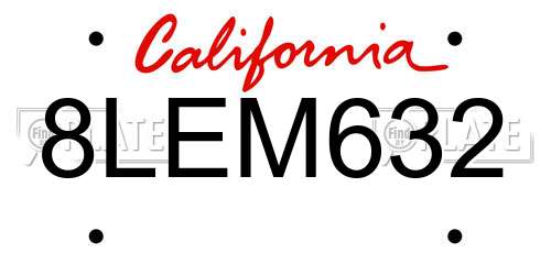 8LEM632 California License Plate