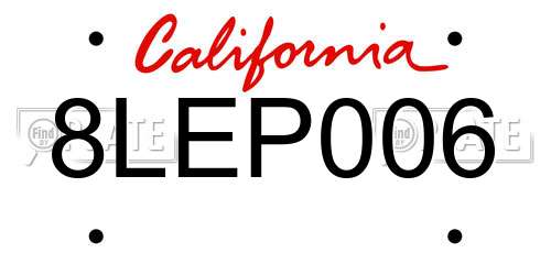 8LEP006 California License Plate