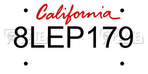 8LEP179 California License Plate