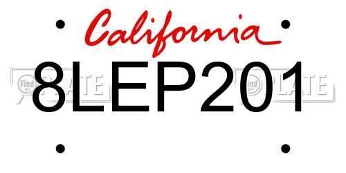 8LEP201 California License Plate