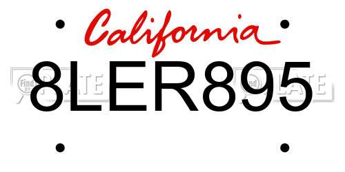 8LER895 California License Plate