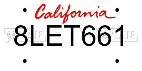 8LET661 California License Plate