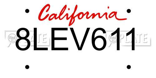 8LEV611 California License Plate